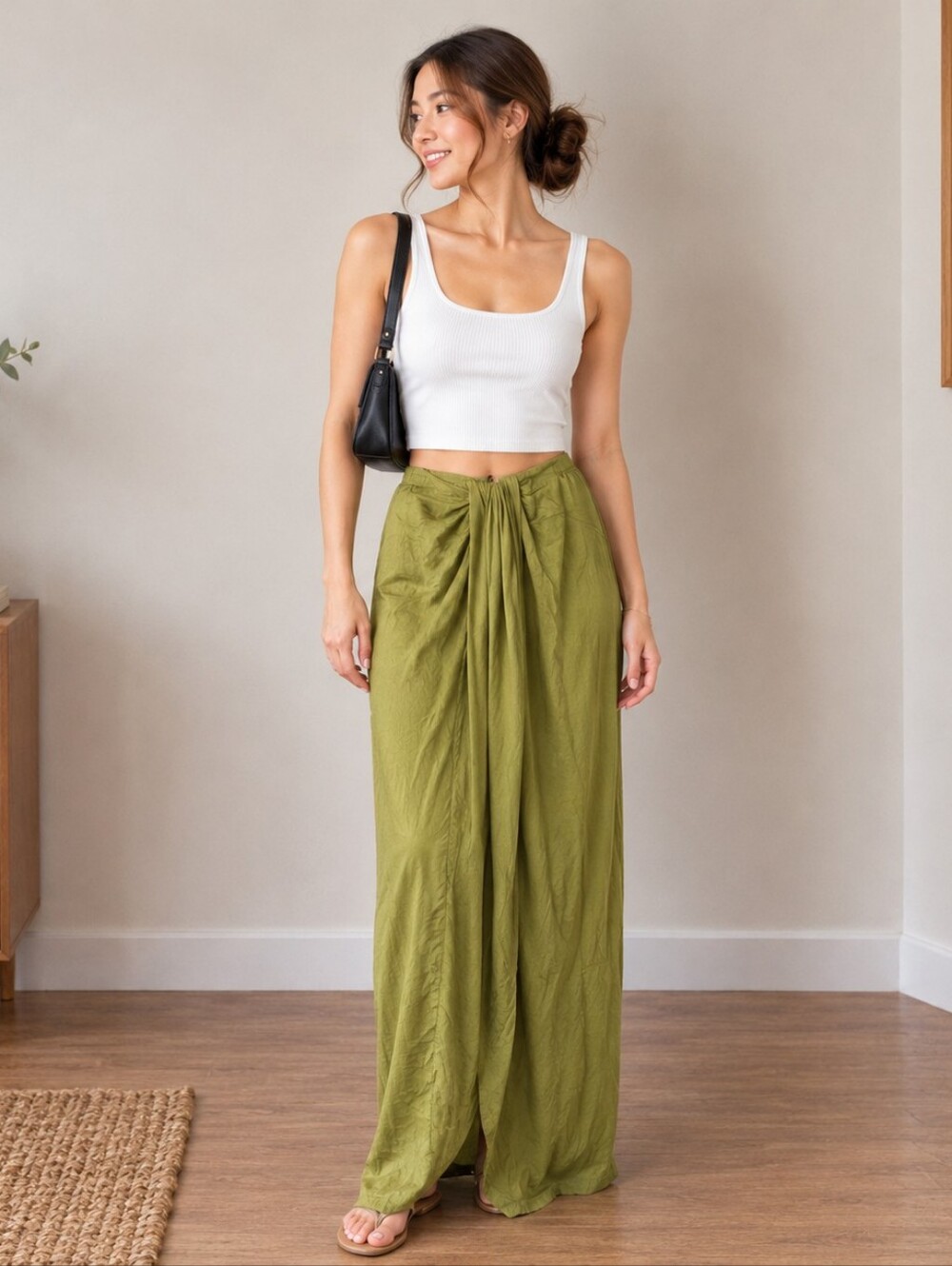 Sabora Olive-Tone Maxi Skirt